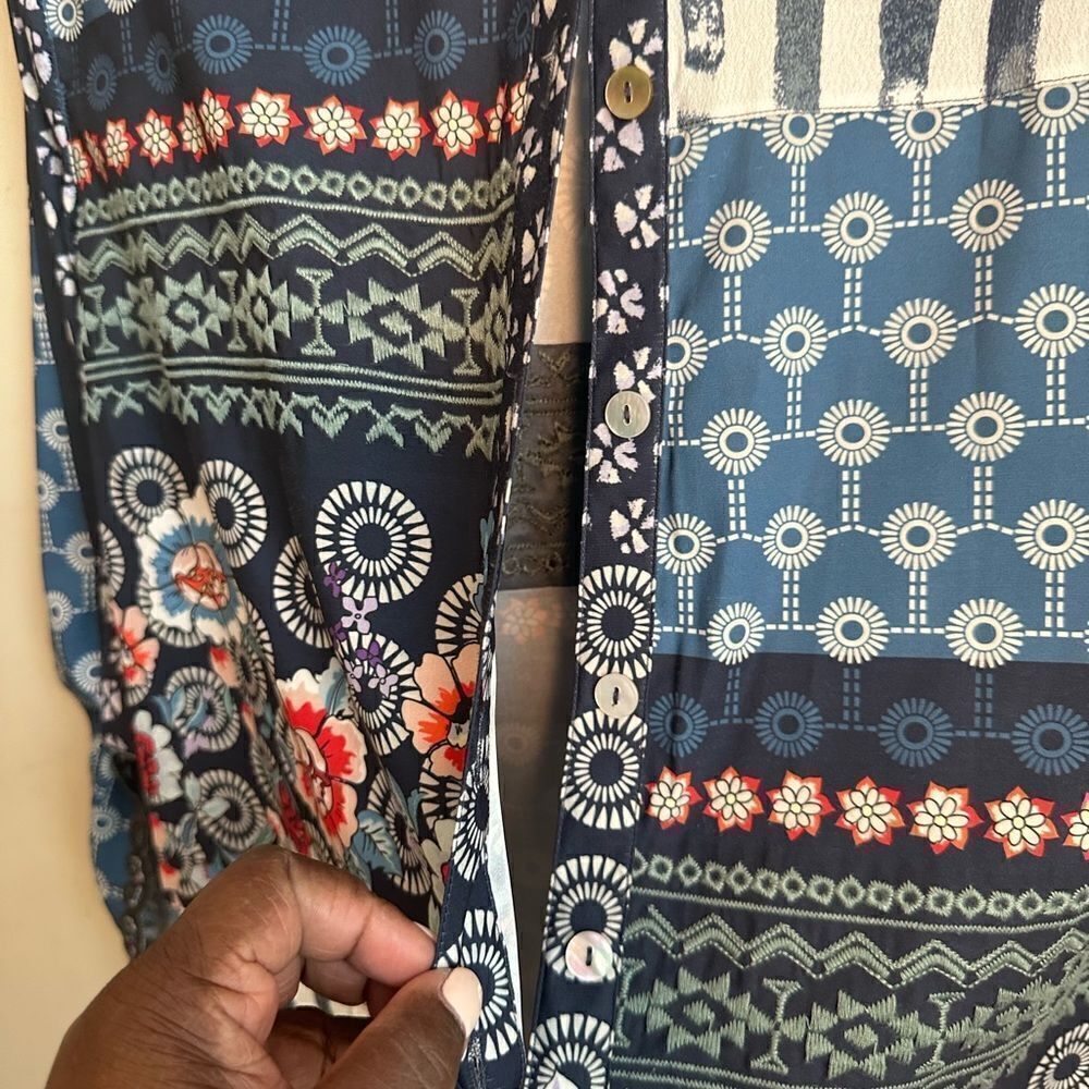 John Mark Mixed Pattern Oversized Tunic Blouse S - image 3